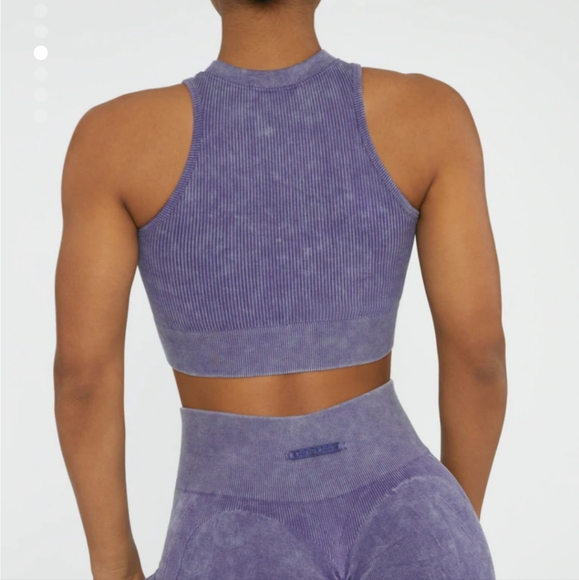 🍒 NWOT Bo+Tee RELAY Keyhole Zip Crop Top  Violet S - Picture 3 of 7